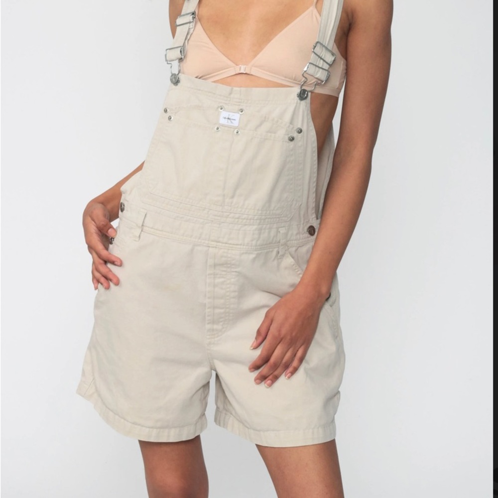 Vintage Calvin Klein Jeans Overalls 90s Size Small Tan